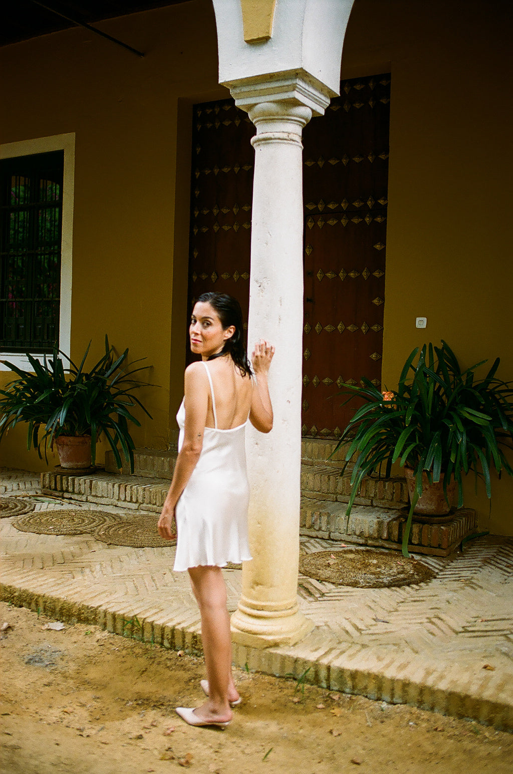 Short silk slip dress