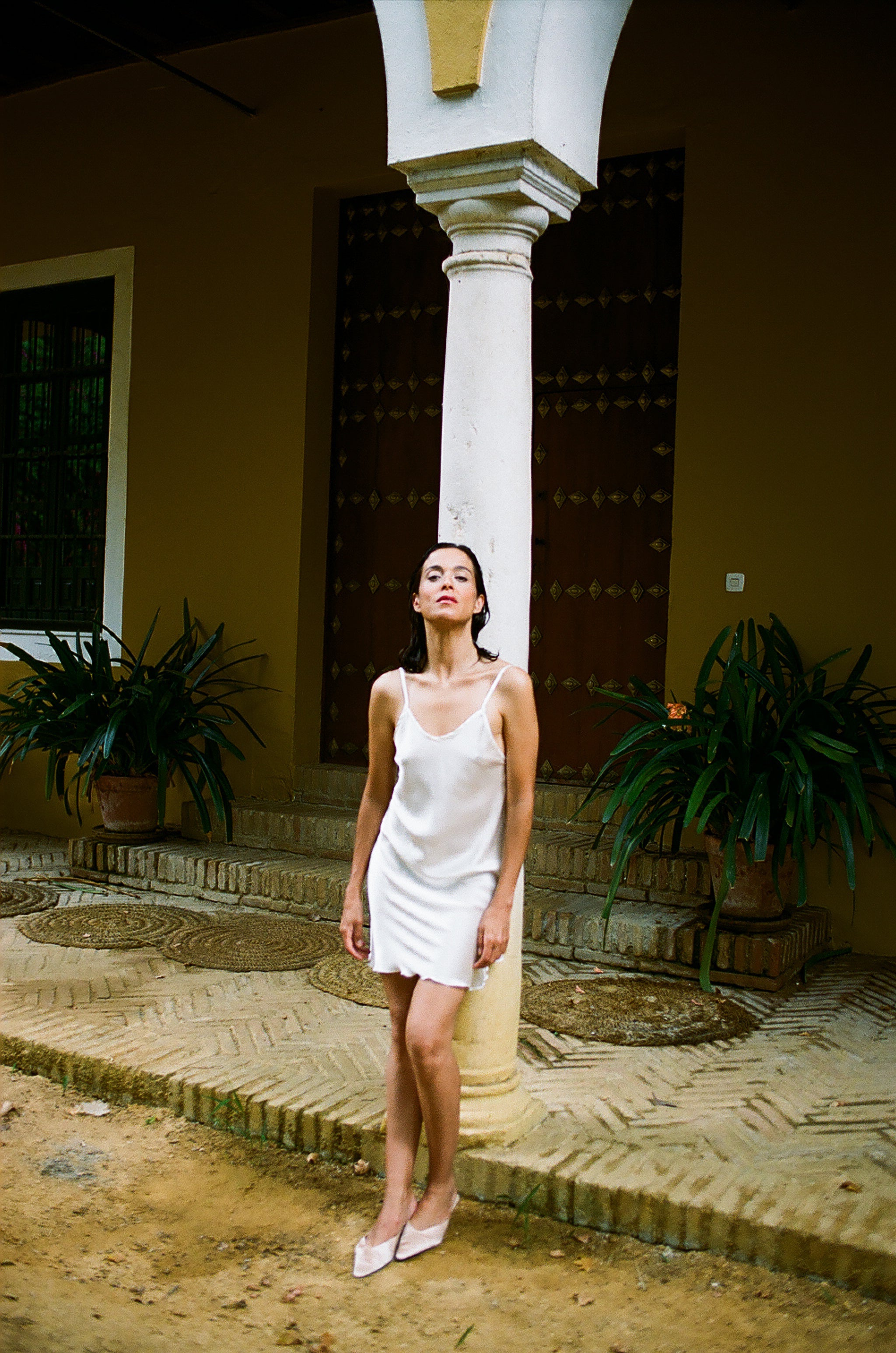 Short silk slip dress